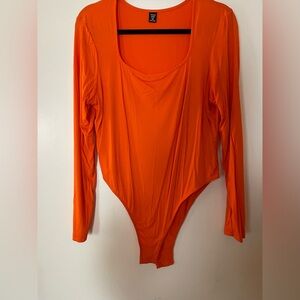 SHEIN Bright Orange Long Sleeve Bodysuit